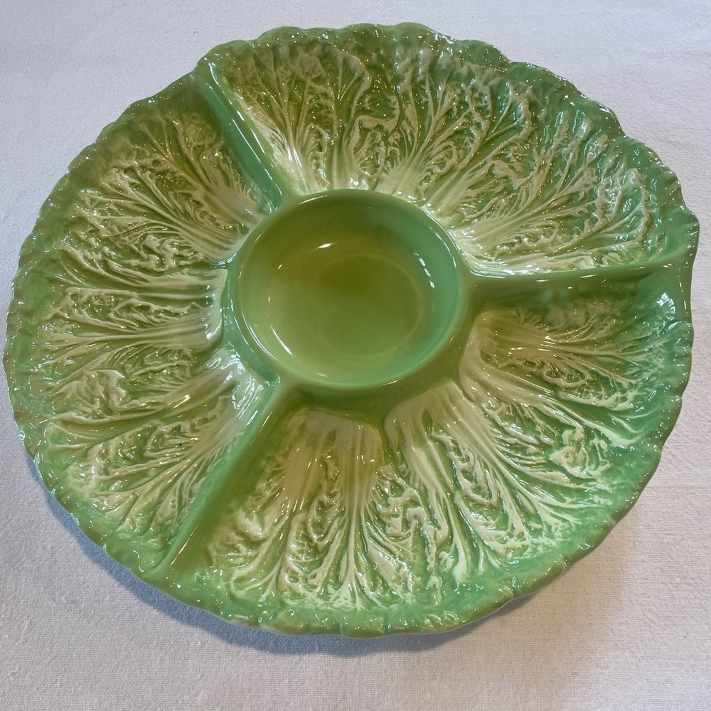 Stafford Green Leaf Divided Serving Platter Cabbage Spring Easter